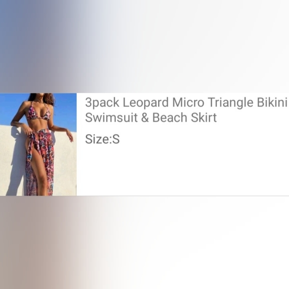 Leopard String Bikini with Sarong Size S - Picture 6 of 7